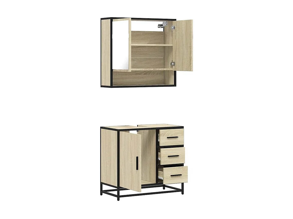 Ensemble de meubles de salle de bain 2 pcs chêne sonoma