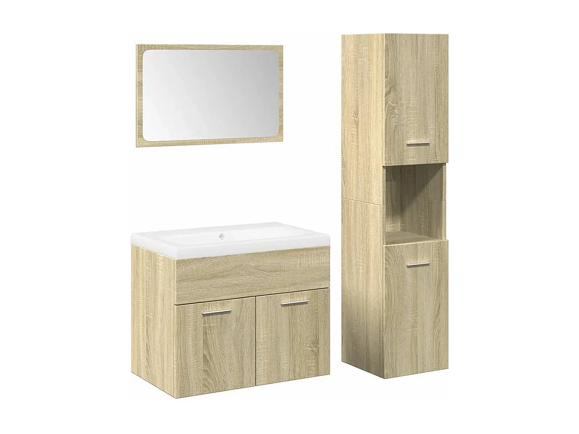Ensemble de meubles de salle de bain 4 pcs chêne sonoma