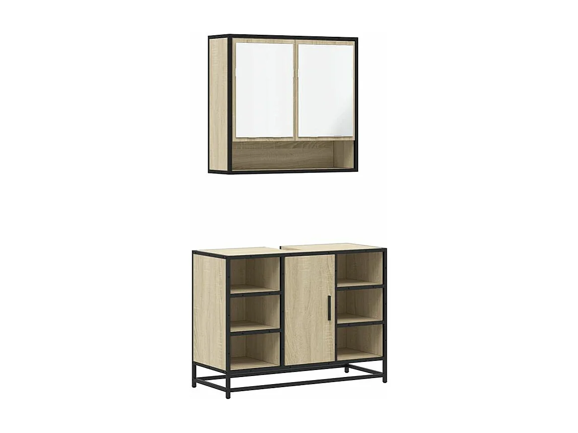 Ensemble de meubles de salle de bain 2 pcs chêne sonoma