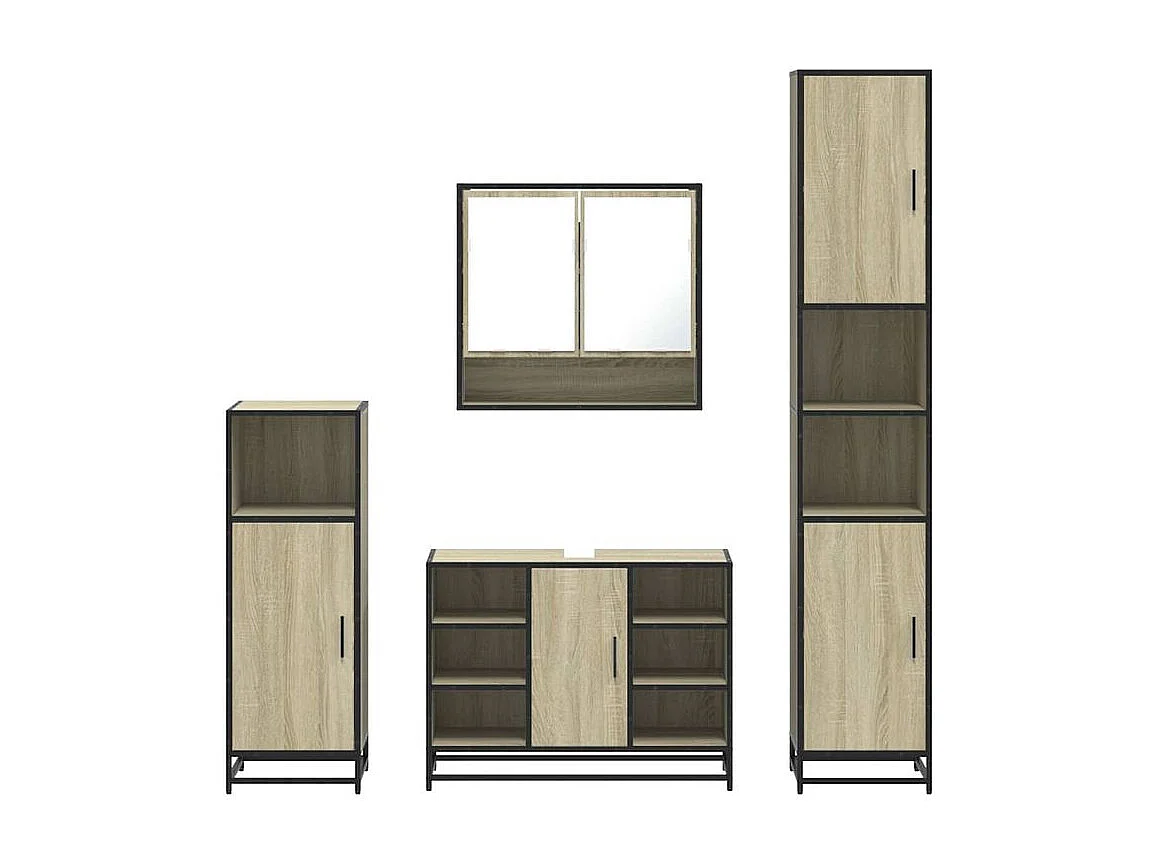 Ensemble de meubles de salle de bain 4 pcs chêne sonoma