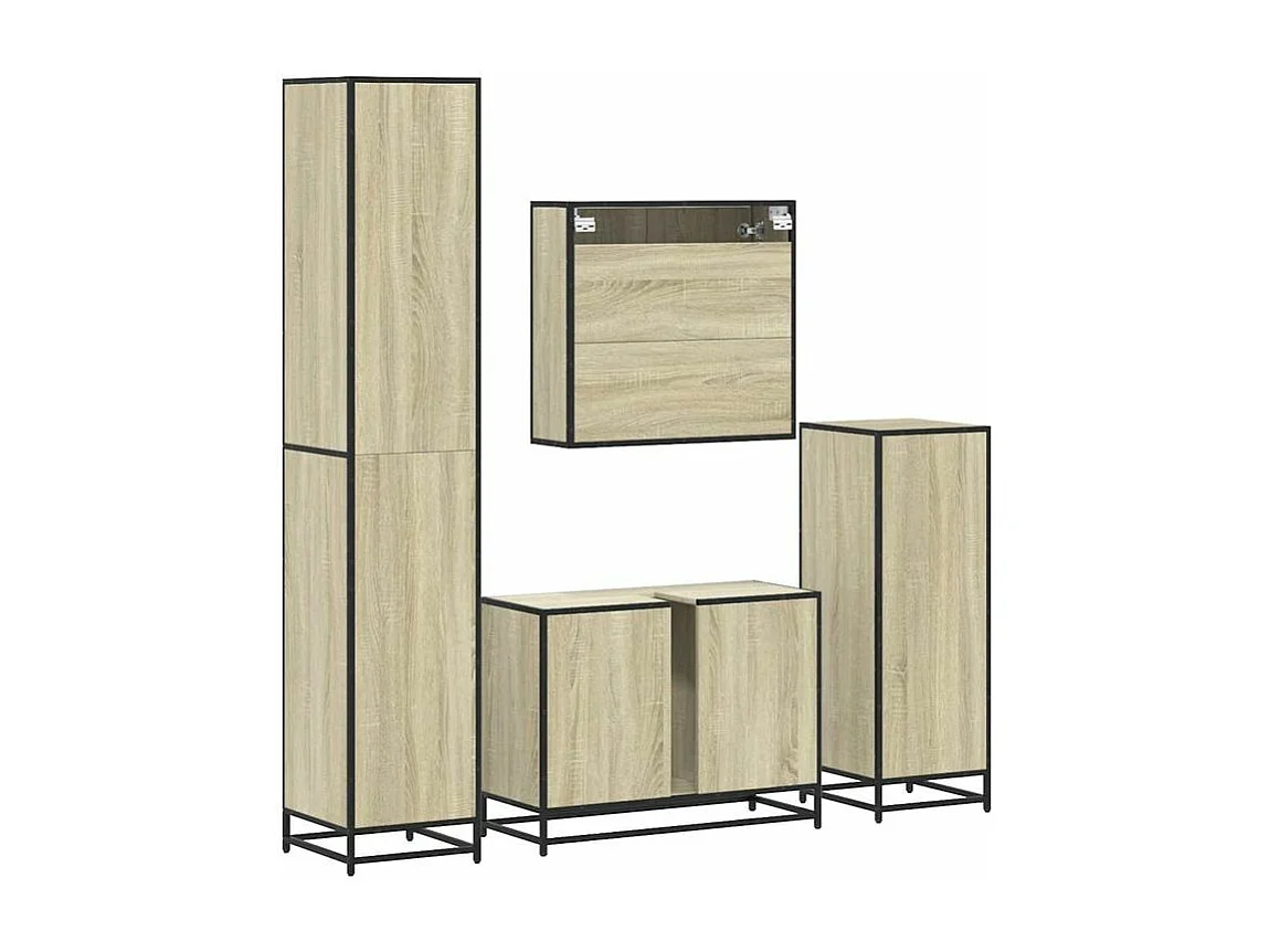 Ensemble de meubles de salle de bain 4 pcs chêne sonoma