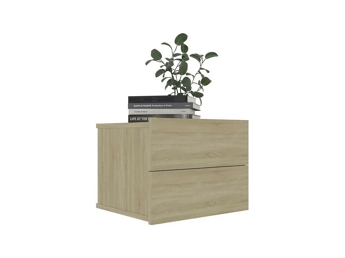 Table de chevet 2 tiroirs bois chêne clair Kelin