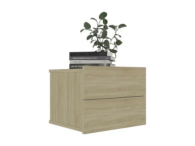 Table de chevet 2 tiroirs bois chêne clair Kelin