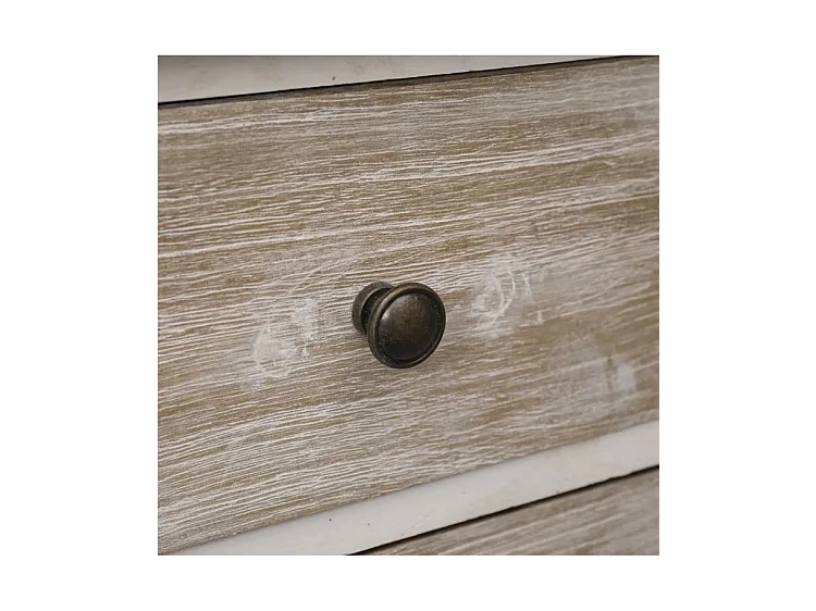 Table de chevet 2 tiroirs paulownia clair et blanc Pouky - Lot de 2