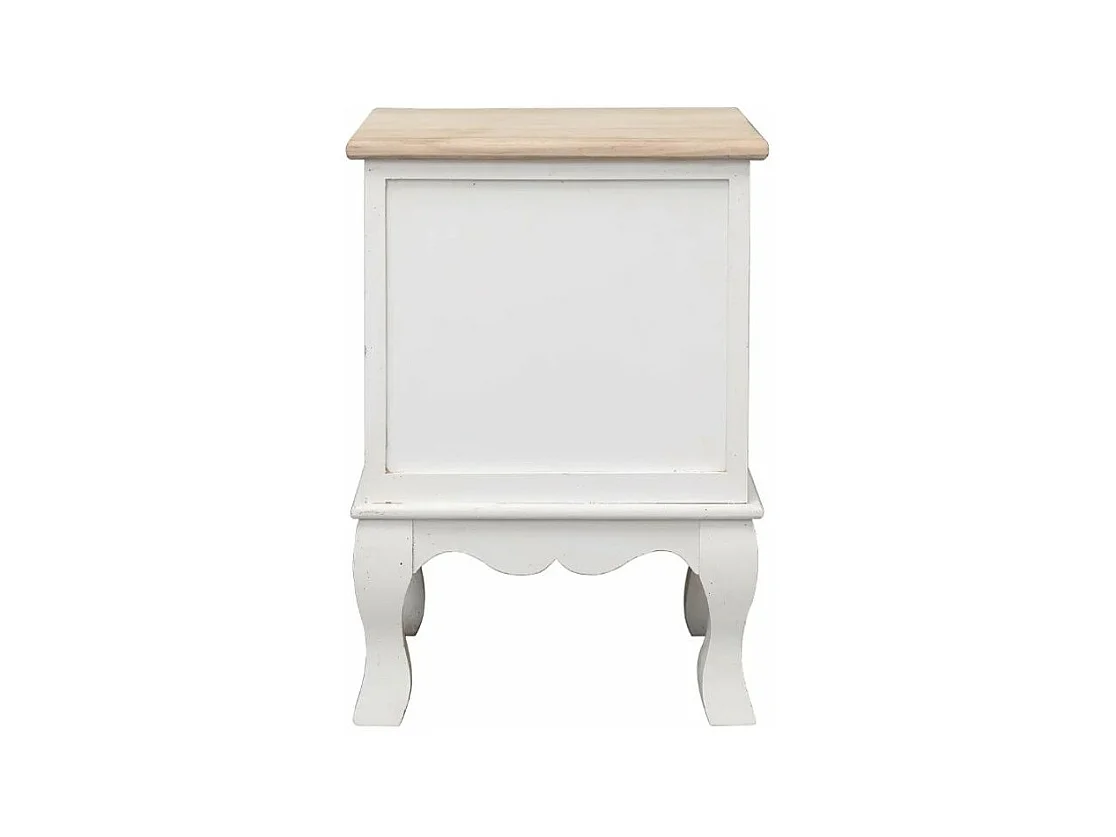 Table de chevet 2 tiroirs paulownia clair et blanc Pouky - Lot de 2