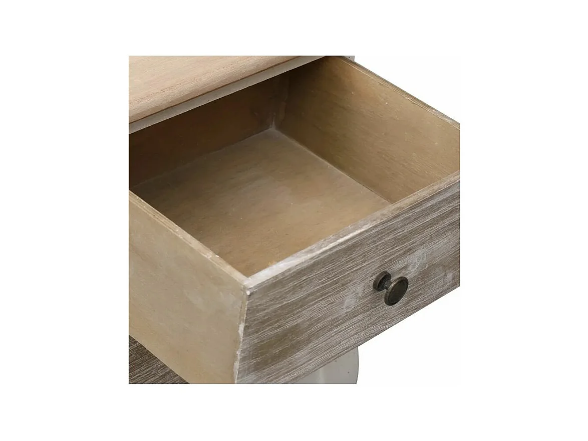 Table de chevet 2 tiroirs paulownia clair et blanc Pouky - Lot de 2