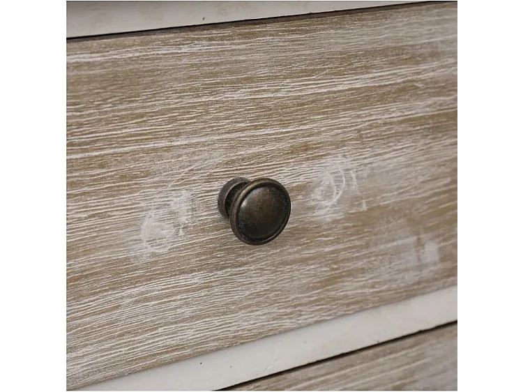 Table de chevet 2 tiroirs paulownia clair et blanc Pouky - Lot de 2