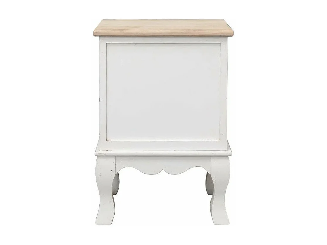 Table de chevet 2 tiroirs paulownia clair et blanc Pouky - Lot de 2