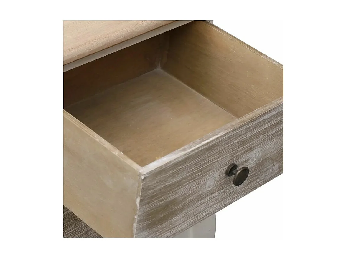 Table de chevet 2 tiroirs paulownia clair et blanc Pouky - Lot de 2