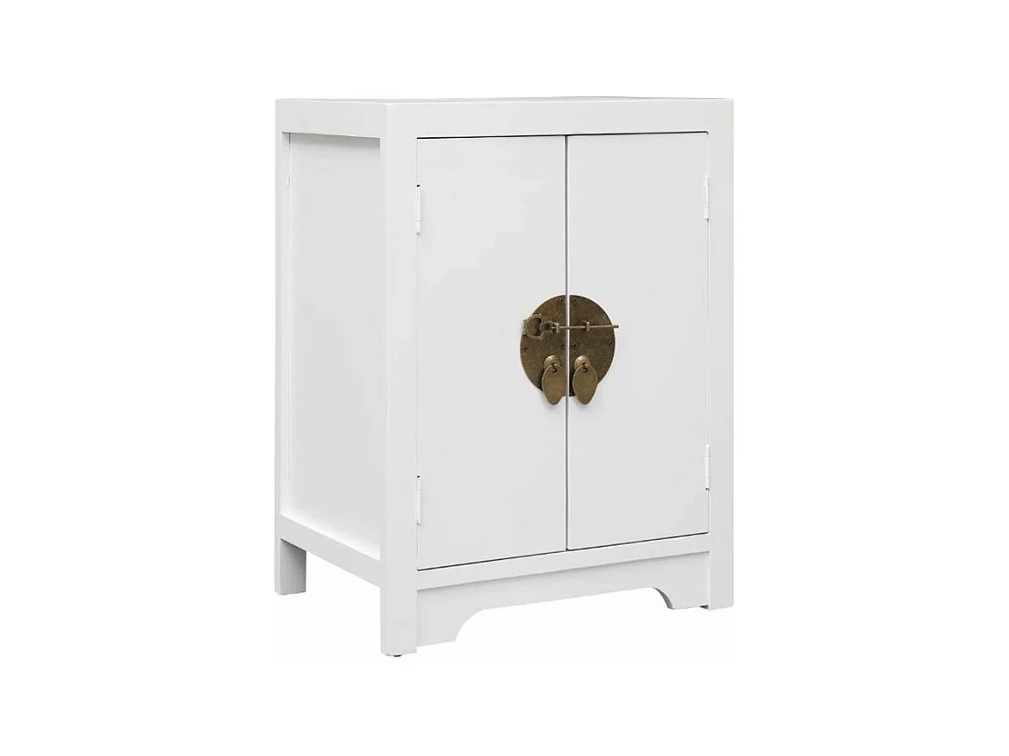 Table de chevet 2 portes paulownia blanc Firae