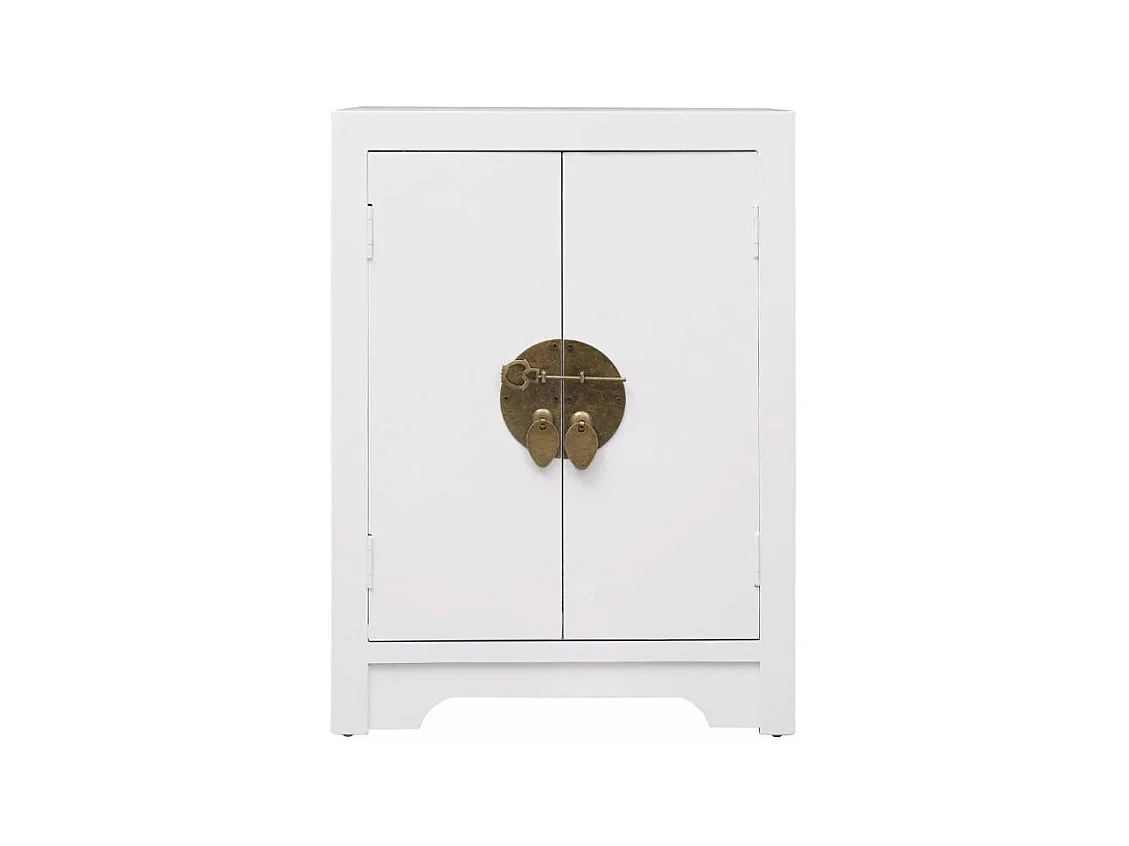 Table de chevet 2 portes paulownia blanc Firae