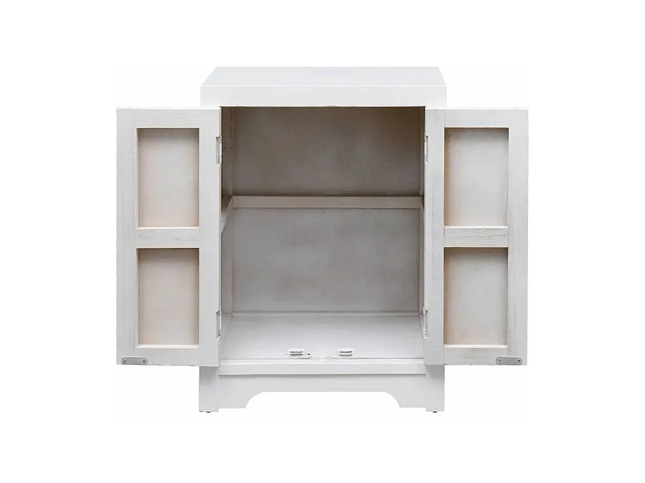 Table de chevet 2 portes paulownia blanc Firae