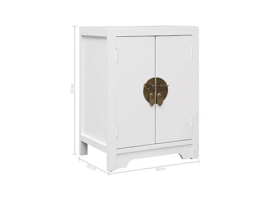 Table de chevet 2 portes paulownia blanc Firae