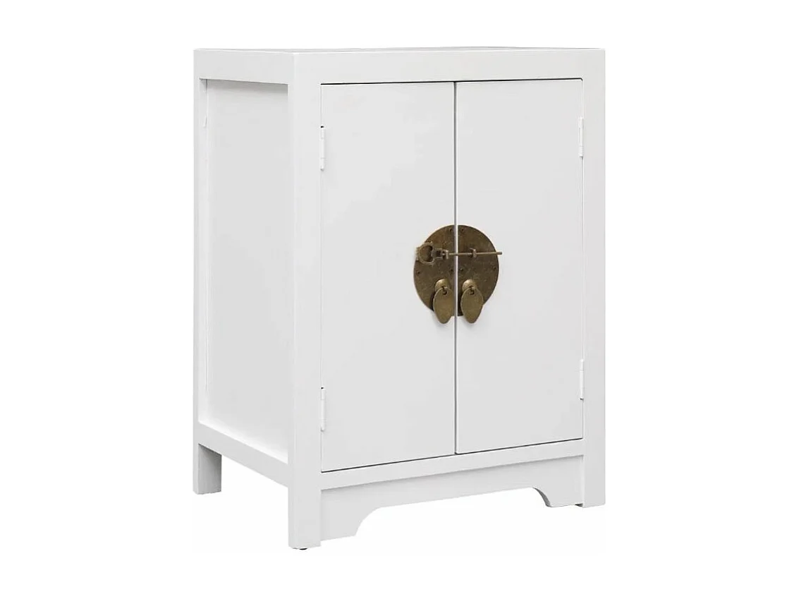 Table de chevet 2 portes paulownia blanc Firae