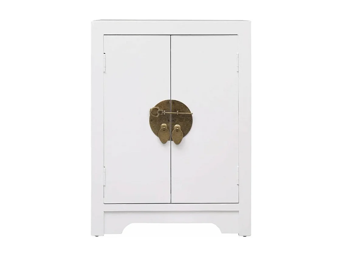 Table de chevet 2 portes paulownia blanc Firae