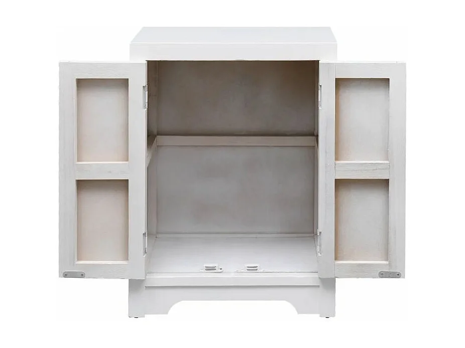 Table de chevet 2 portes paulownia blanc Firae