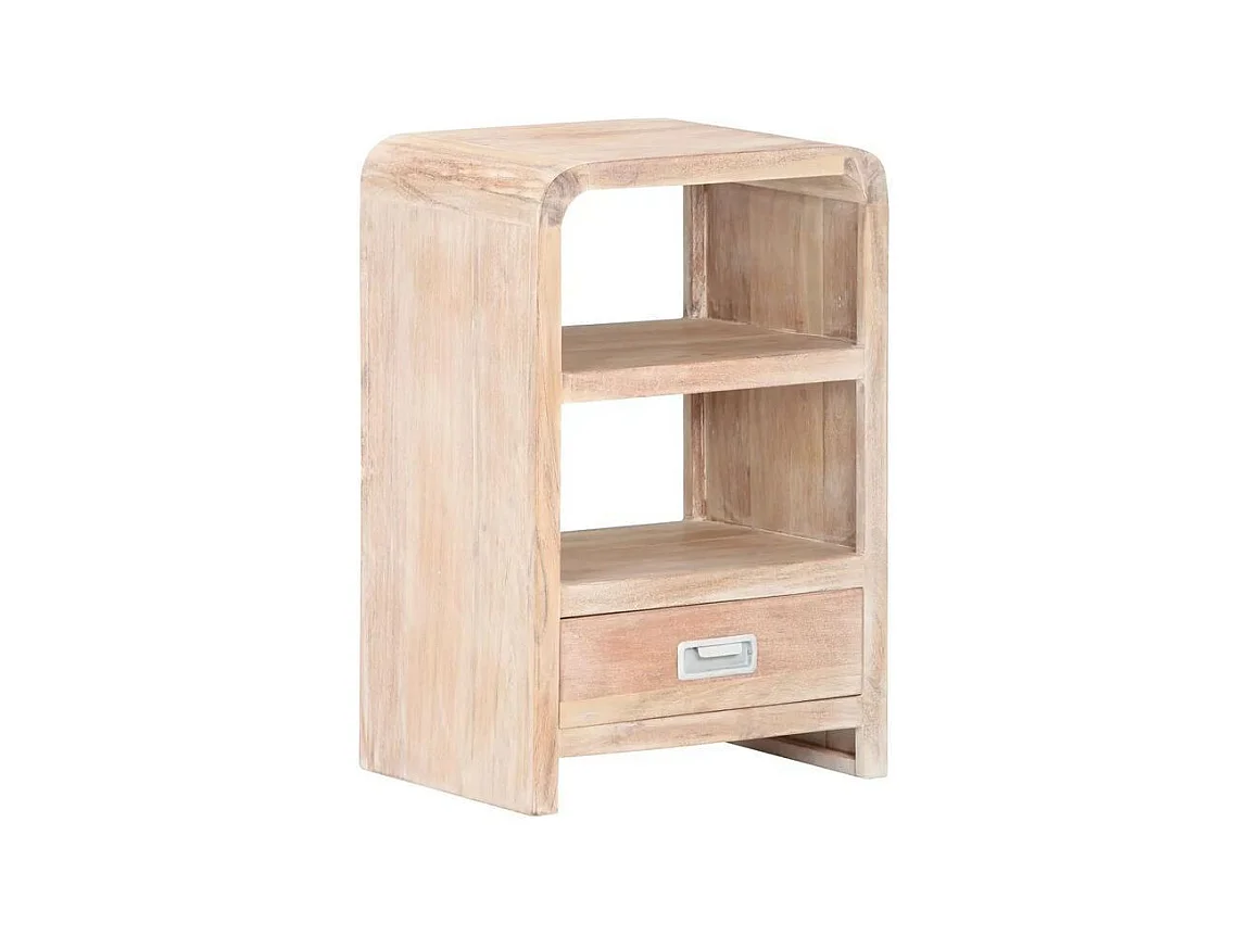 Table de chevet 1 étagère 1 tiroir acacia massif clair Bosty