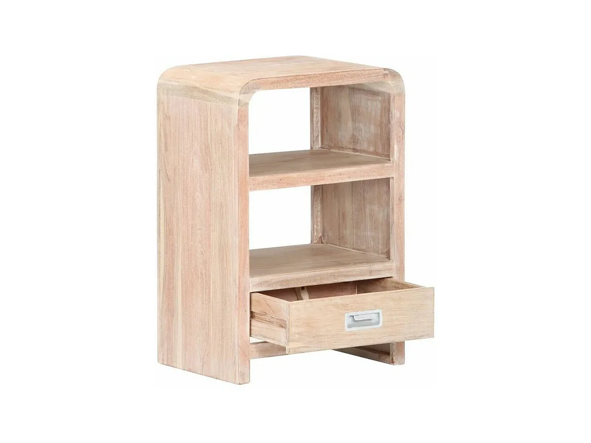 Table de chevet 1 étagère 1 tiroir acacia massif clair Bosty