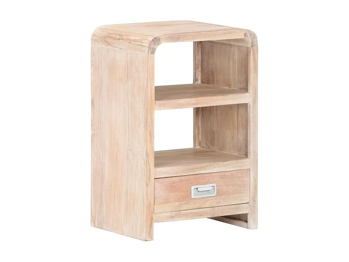 Table de chevet 1 étagère 1 tiroir acacia massif clair Bosty