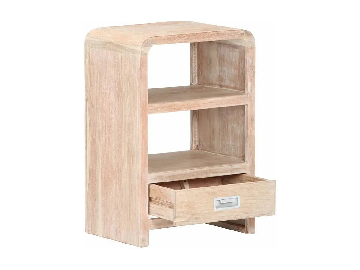 Table de chevet 1 étagère 1 tiroir acacia massif clair Bosty