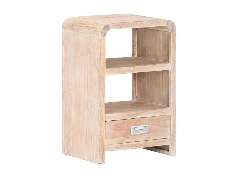 Table de chevet 1 étagère 1 tiroir acacia massif clair Bosty
