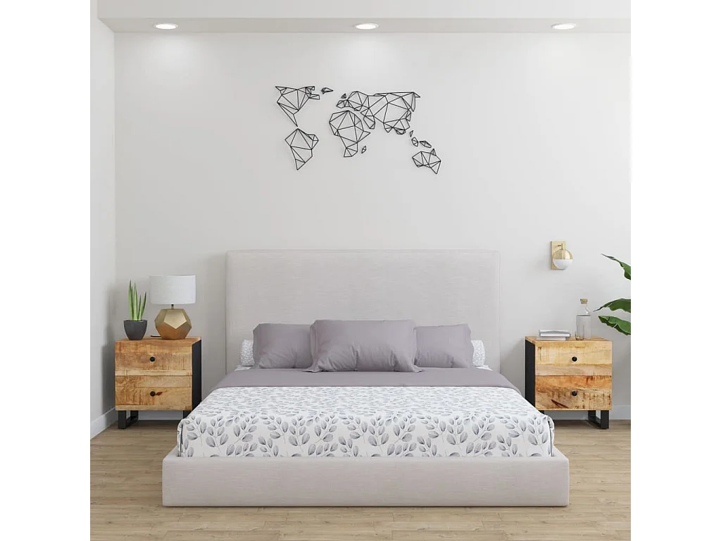 Tables de chevet 2 pcs 40x33x46 Bois de manguier solide