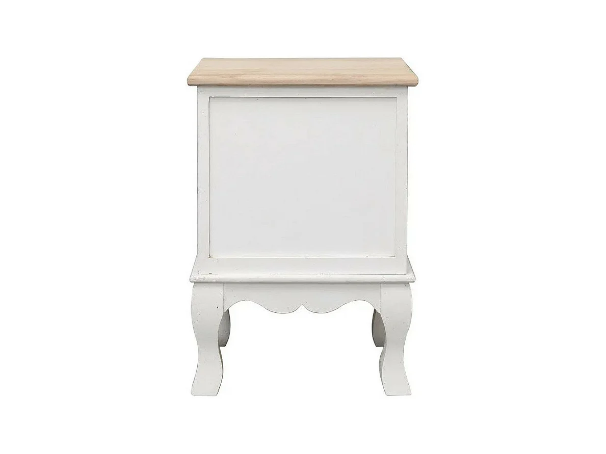 Table de chevet 2 tiroirs paulownia massif blanc Khali