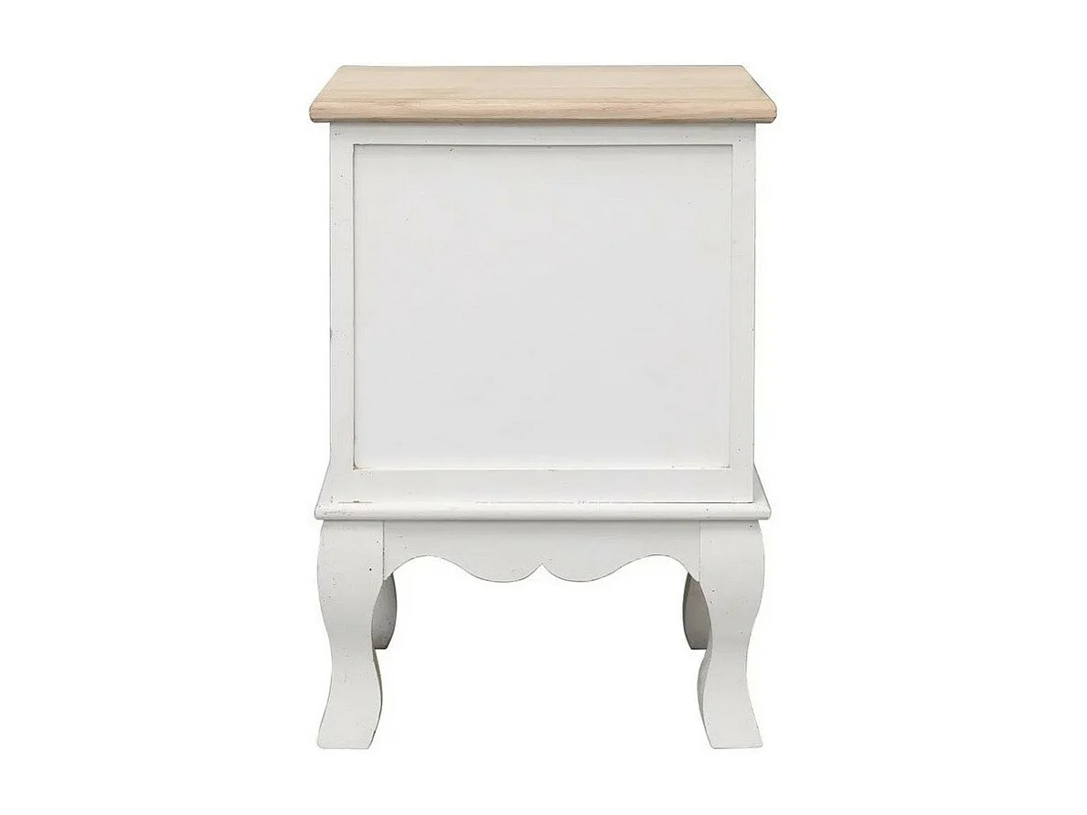 Table de chevet 2 tiroirs paulownia massif blanc Khali