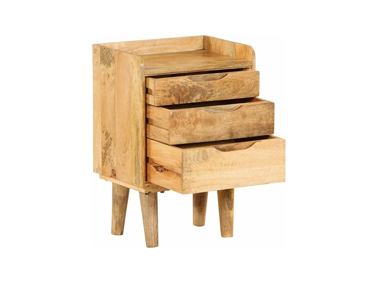 Table de chevet 3 tiroirs manguier massif clair Sopra