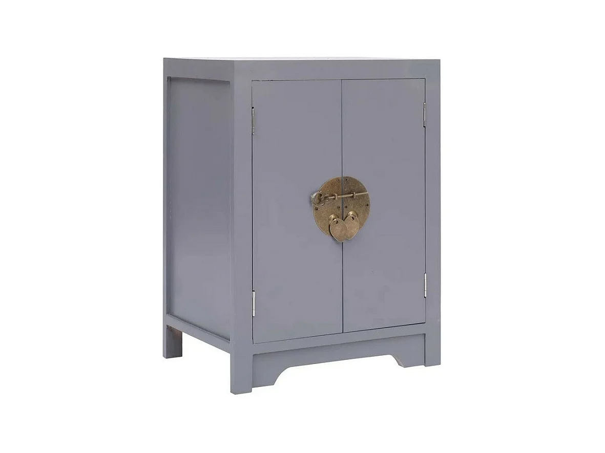 Table de chevet 2 portes paulownia massif gris Firae