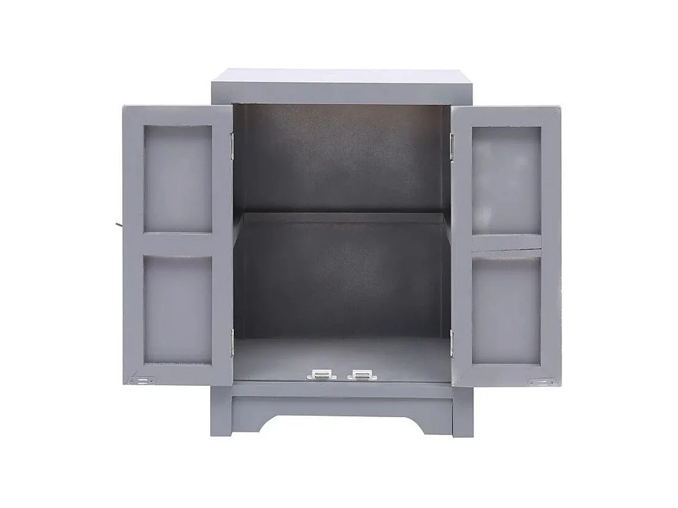 Table de chevet 2 portes paulownia massif gris Firae