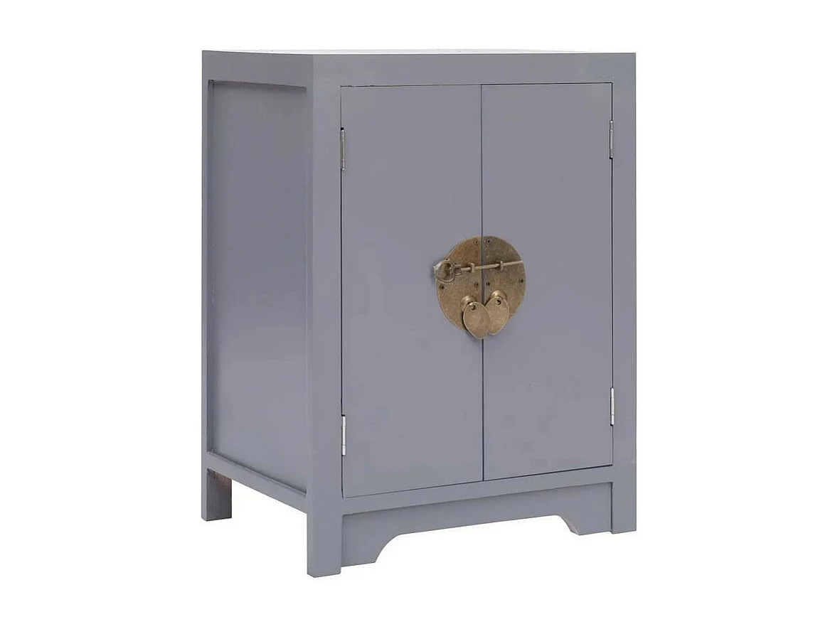 Table de chevet 2 portes paulownia massif gris Firae