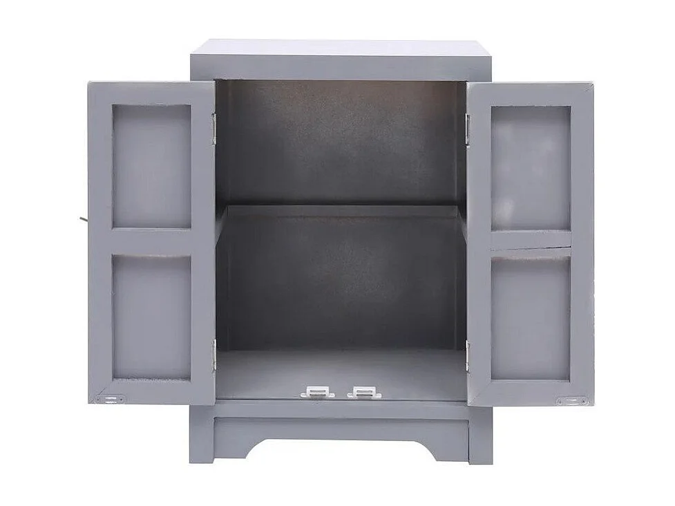 Table de chevet 2 portes paulownia massif gris Firae