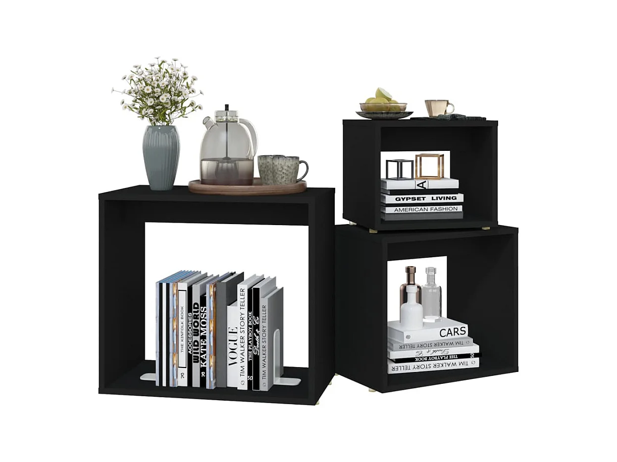 Tables gigognes 3 pcs Noir 2