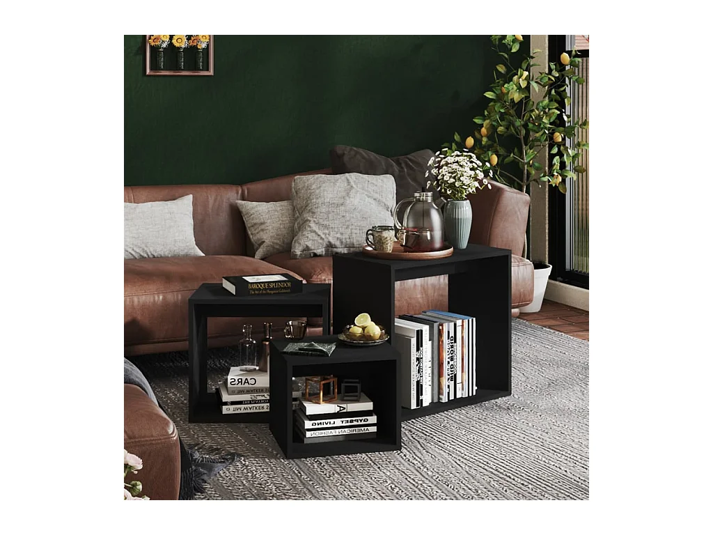 Tables gigognes 3 pcs Noir 2