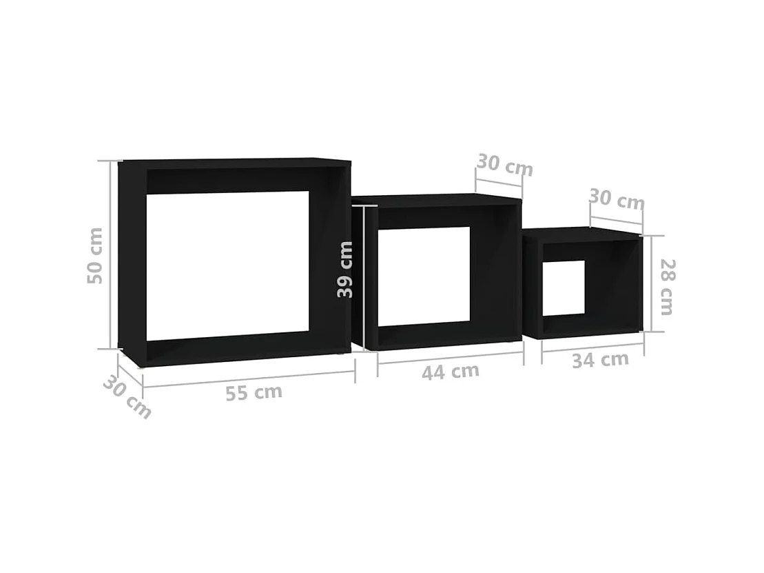 Tables gigognes 3 pcs Noir 2