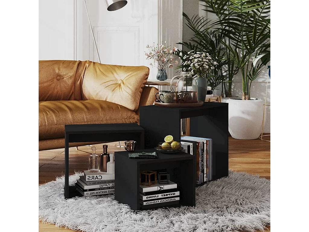 Tables gigognes 3 pcs Noir 2