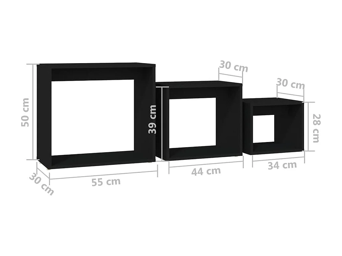 Tables gigognes 3 pcs Noir 2