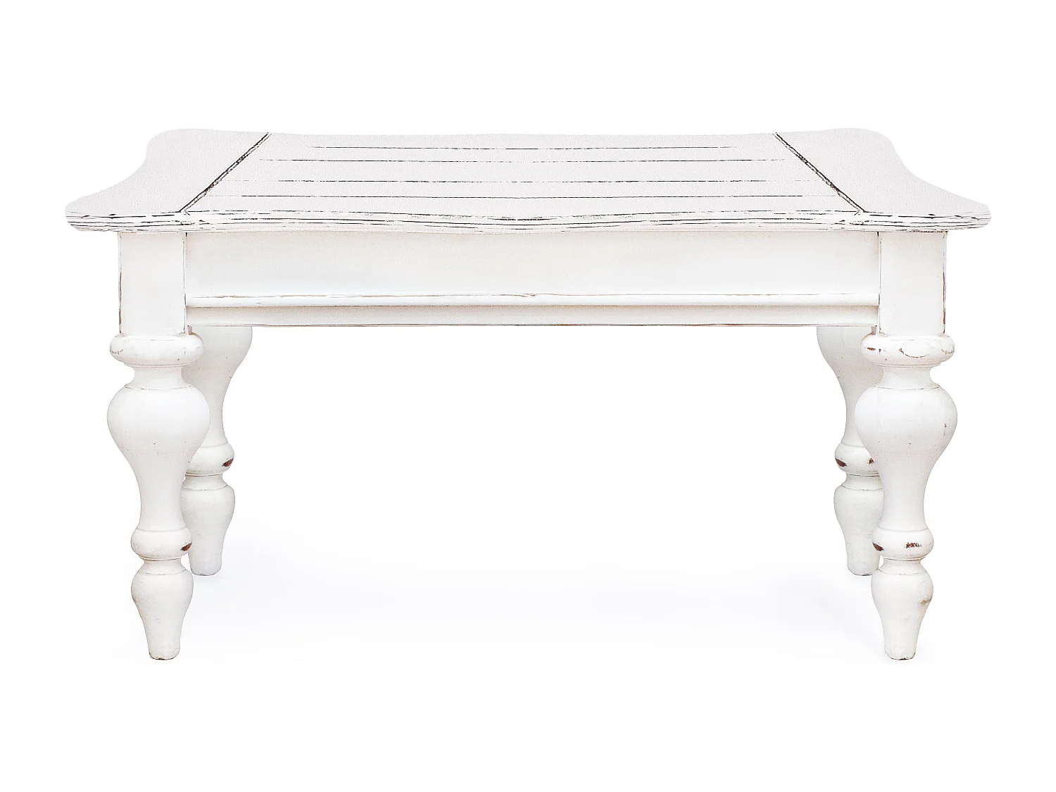 Table basse en bois de manguier blanc patiné Kolita 90cm