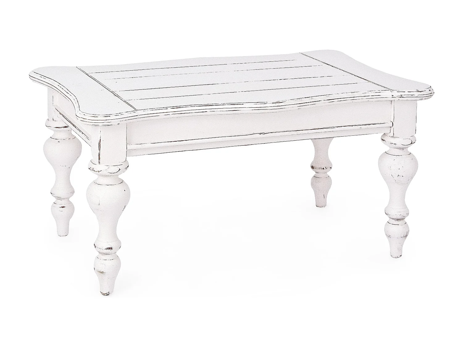 Table basse en bois de manguier blanc patiné Kolita 90cm