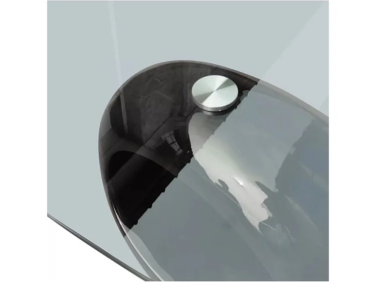 Table basse ovale verre trempé transparent et fibre de verre noir brillant Ben