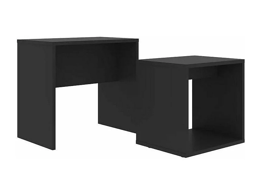 Set de 2 tables basses gigognes bois noir Filow 37 - 48cm