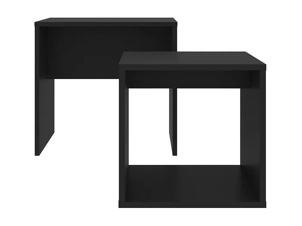 Set de 2 tables basses gigognes bois noir Filow 37 - 48cm