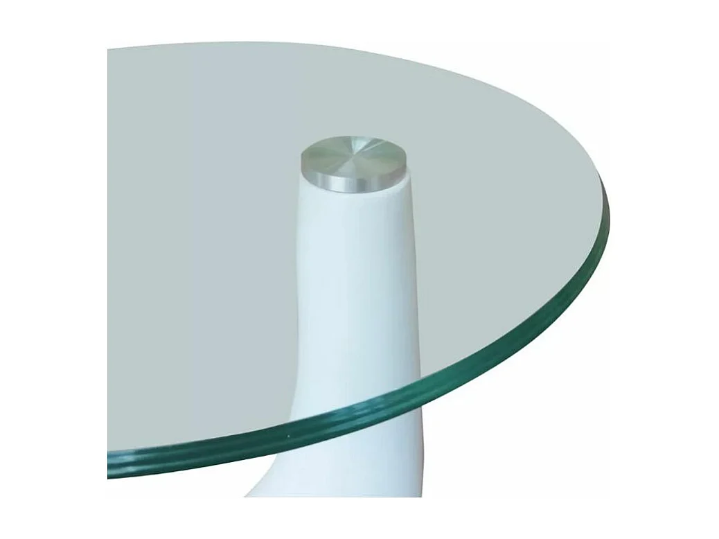 Table basse ronde verre trempé et fibre de verre blanc brillant Ben