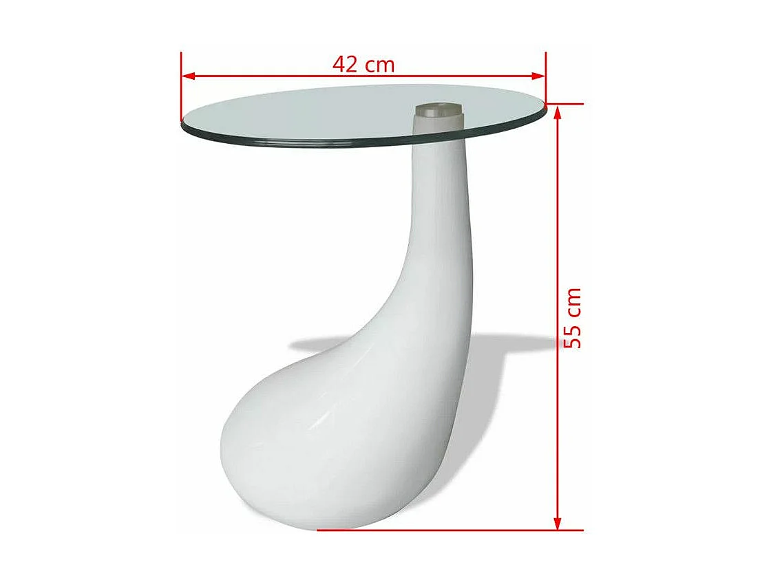 Table basse ronde verre trempé et fibre de verre blanc brillant Ben