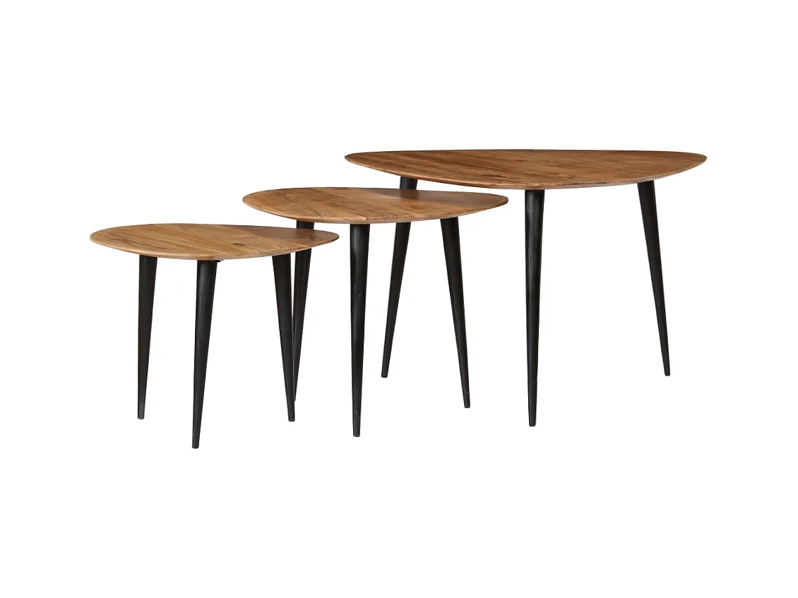 Tables basses 3 pcs Bois d'acacia massif 2