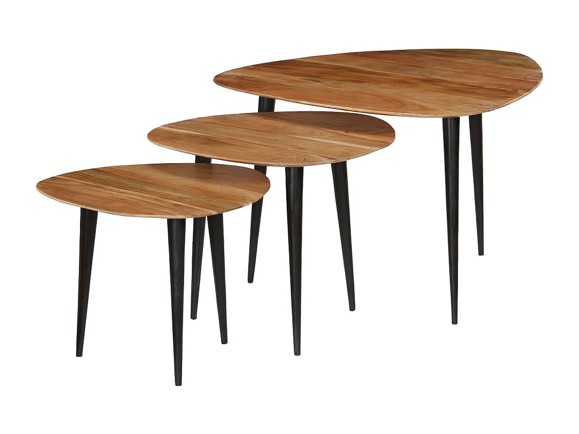 Tables basses 3 pcs Bois d'acacia massif 2