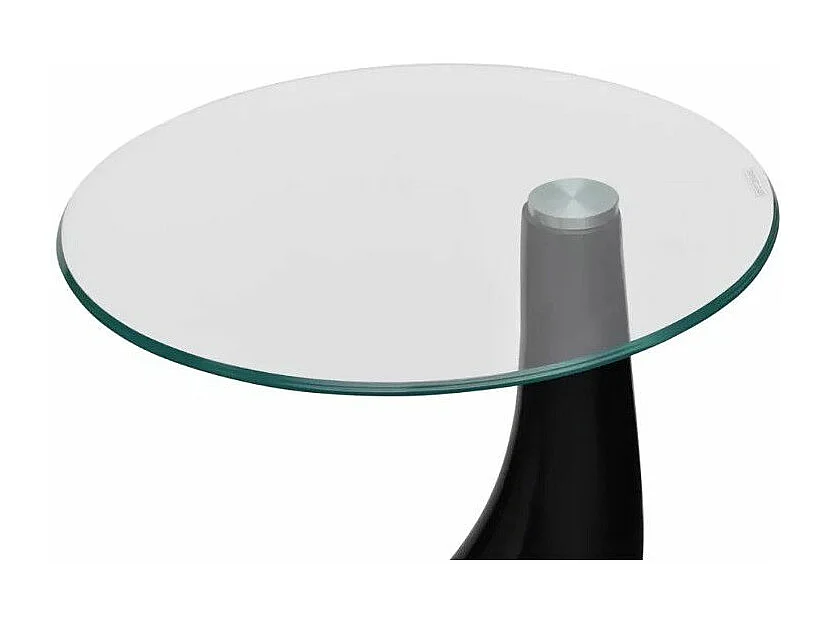 Table basse ronde verre trempé et fibre de verre noir brillant Ben - Lot de 2