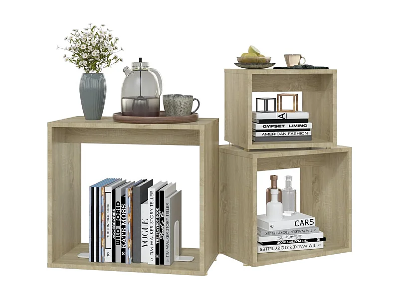 Tables gigognes 3 pcs Chêne sonoma 2