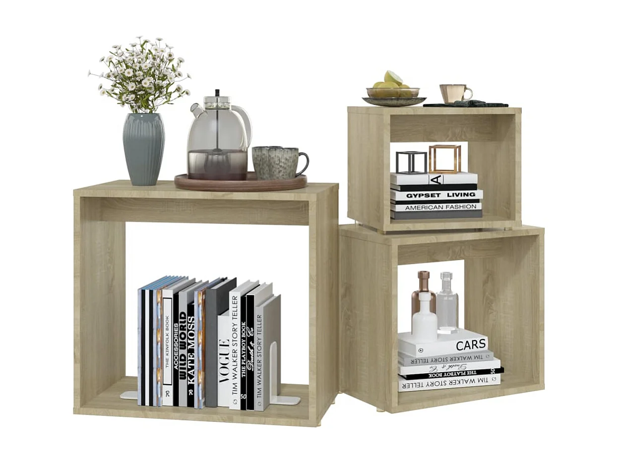 Tables gigognes 3 pcs Chêne sonoma 2